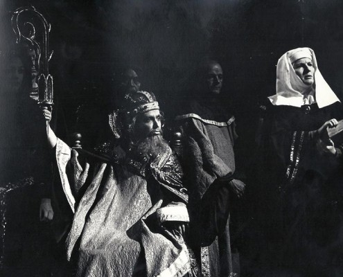 KING ROGER by Szymanowski; John Tomlinson (Archbishop); ENO; March/April 1976; with Shelagh, Squires, Cond. Mackerras, Prod. Besch; photo by:JohnGarner