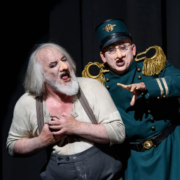 The Nose by Dmitri Shostakovich; JT as Yakovlevich, Clerk, Doctor with Alexander Kravets (Police Inspector); ROH; Oct/Nov 2016; photo: Bill Cooper
