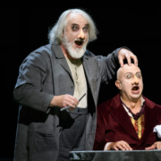 The Nose by Dmitri Shostakovich; JT as Yakovlevich, Clerk, Doctor with Martin Winkler (Kovalov); ROH; Oct/Nov 2016; photo: Bill Cooper