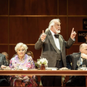 Festen by Mark-Anthony Turnage; JT as Grandpa with Thomas Oliemans, Susan Bickley, Stephane Degout; Director: Richard Jones; ROH; Feb 2025; photo: Marc Brenner
